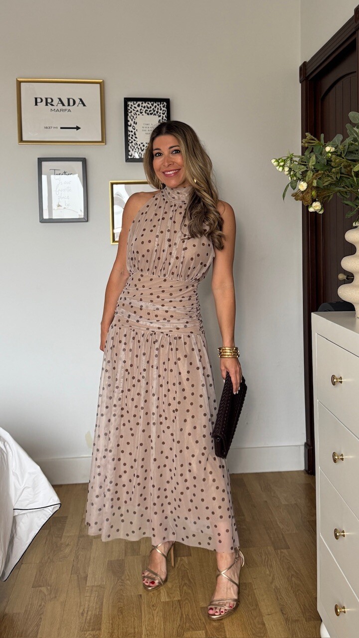 Vestido Tul Lunares Marrón Topo - Imagen 12