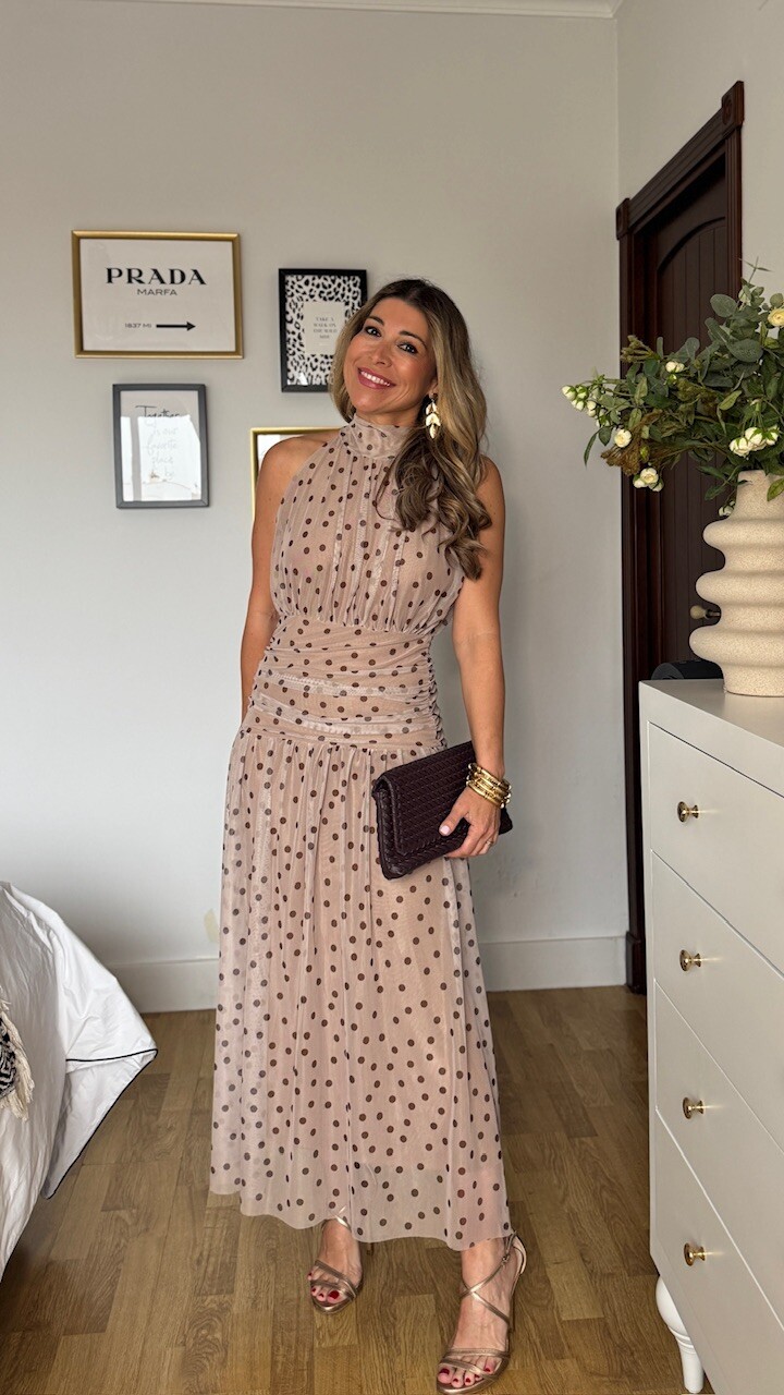 Vestido Tul Lunares Marrón Topo - Imagen 6