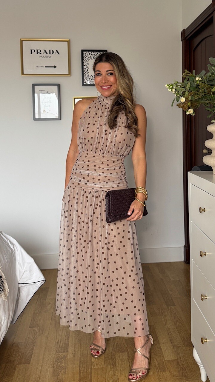 Vestido Tul Lunares Marrón Topo - Imagen 2