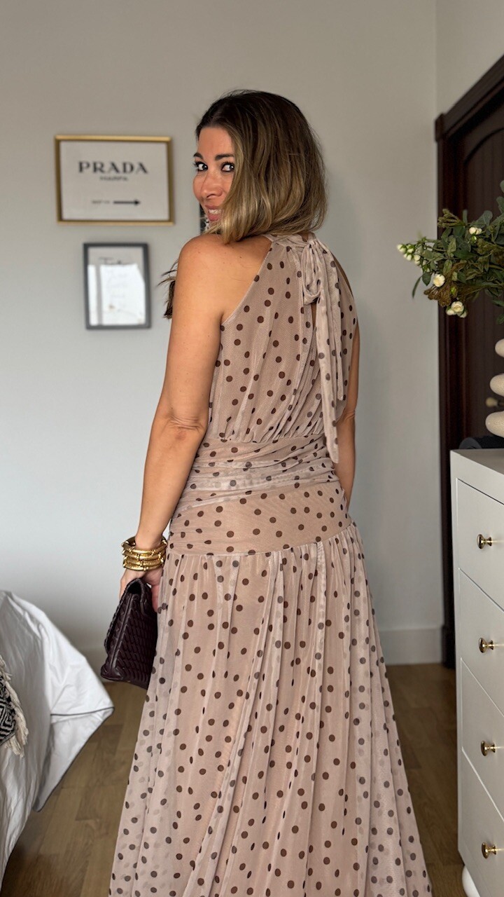 Vestido Tul Lunares Marrón Topo - Imagen 5