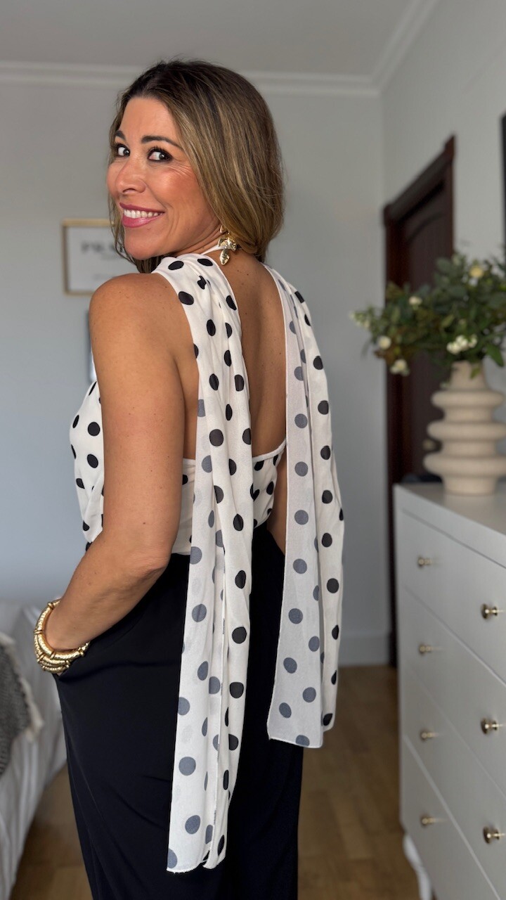 Top Gasa Lunares Esencia detalle Beige - Imagen 14