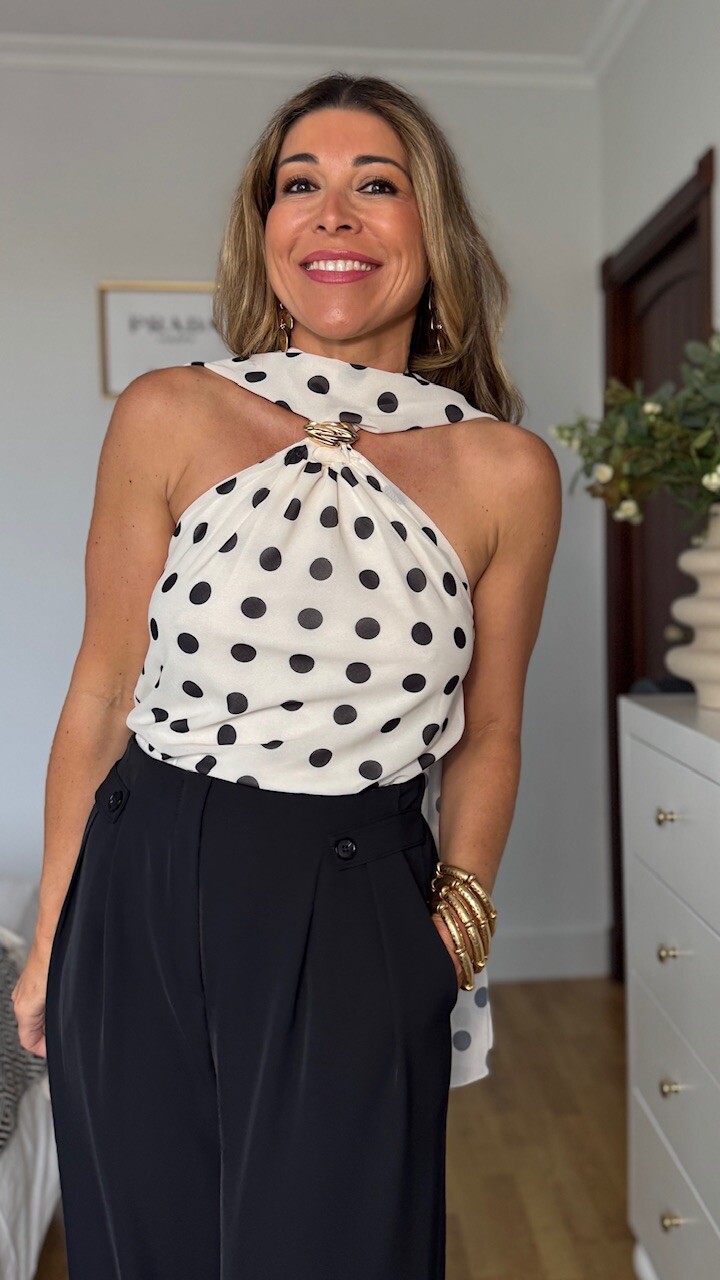 Top Gasa Lunares Esencia detalle Beige - Imagen 18