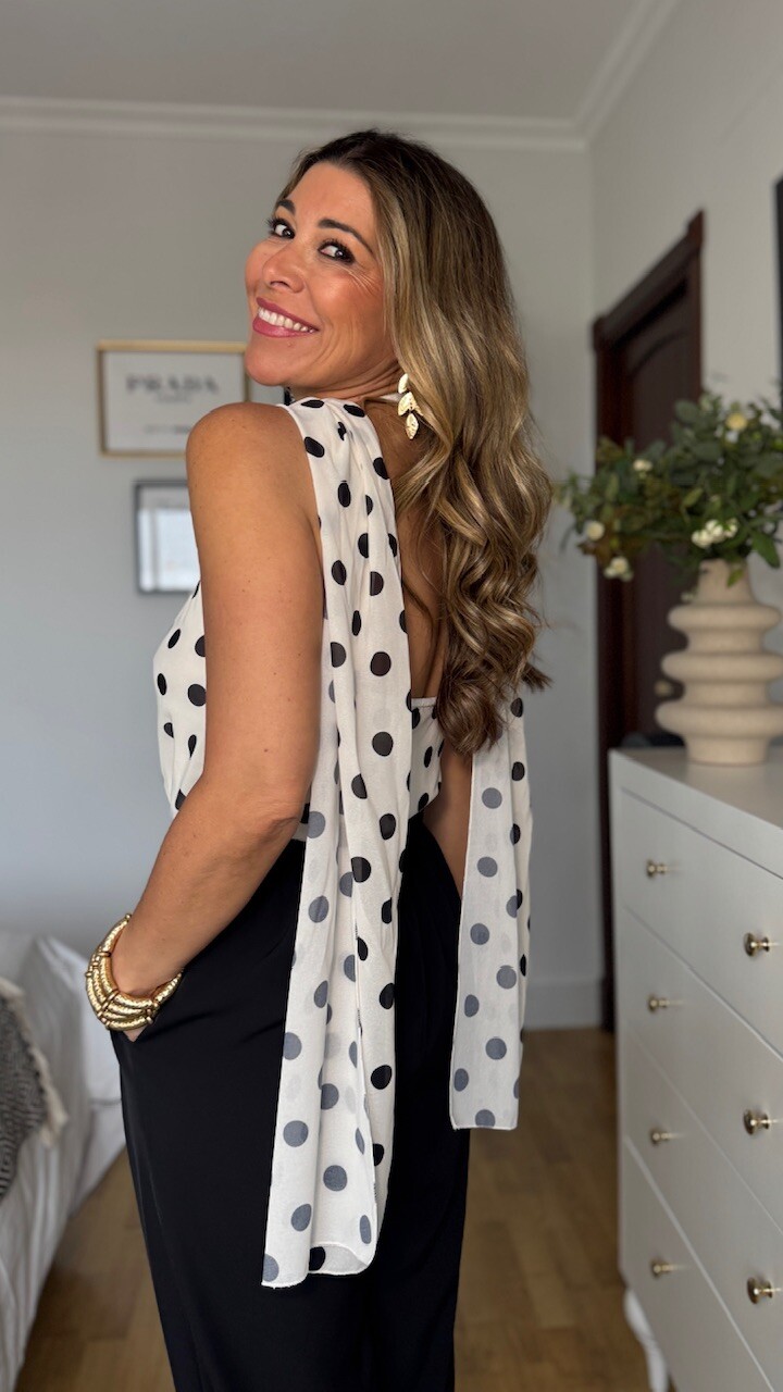 Top Gasa Lunares Esencia detalle Beige - Imagen 8