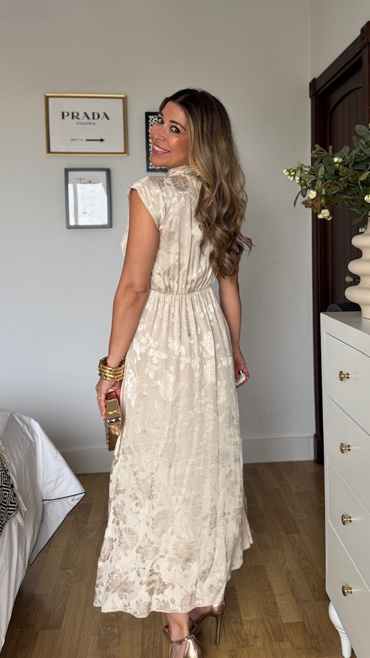 Vestido Satinado Noa Beige - Imagen 6