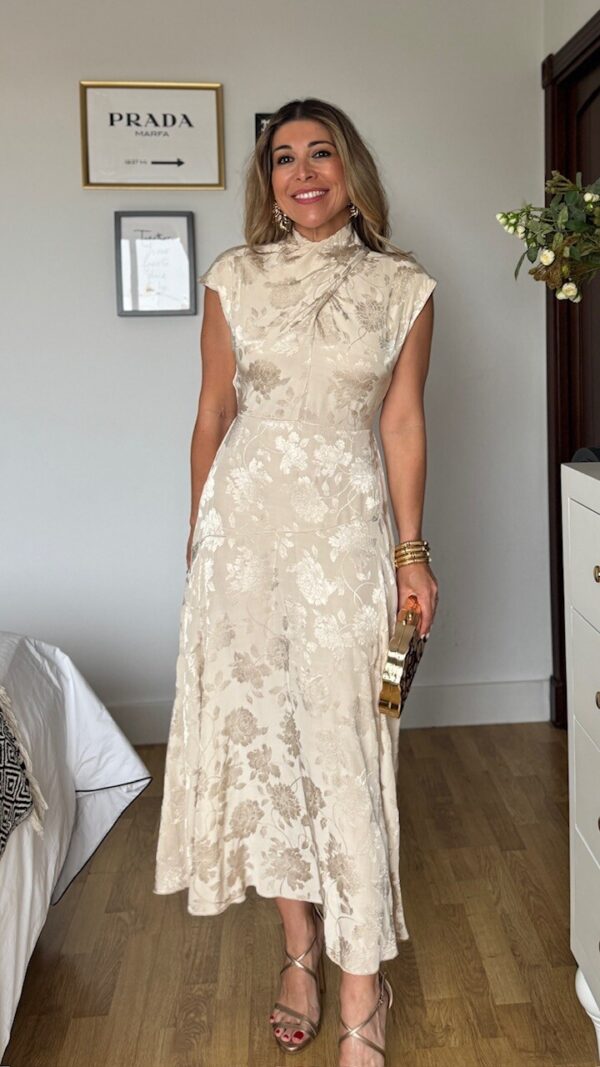 Vestido Satinado Noa Beige