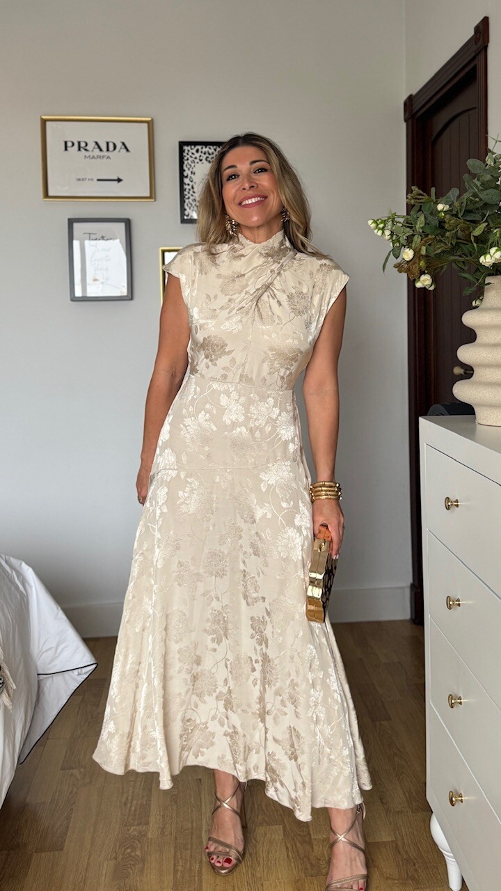 Vestido Satinado Noa Beige - Imagen 11