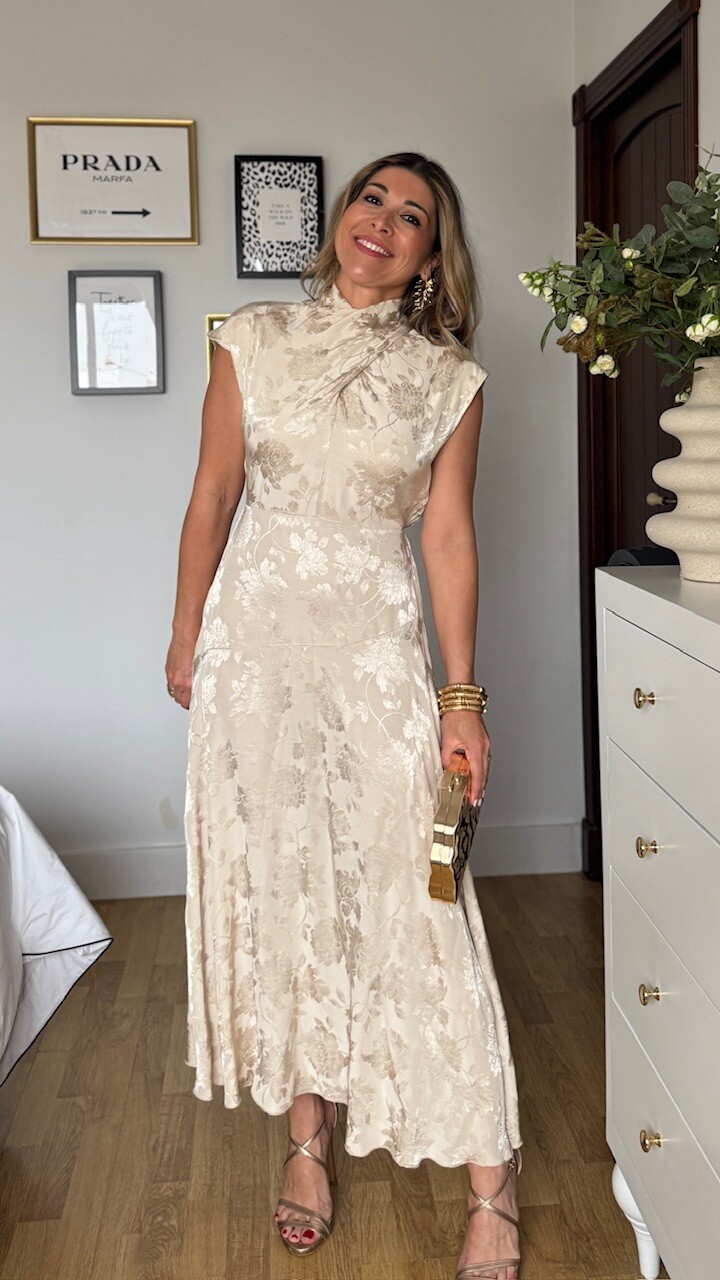 Vestido Satinado Noa Beige - Imagen 9