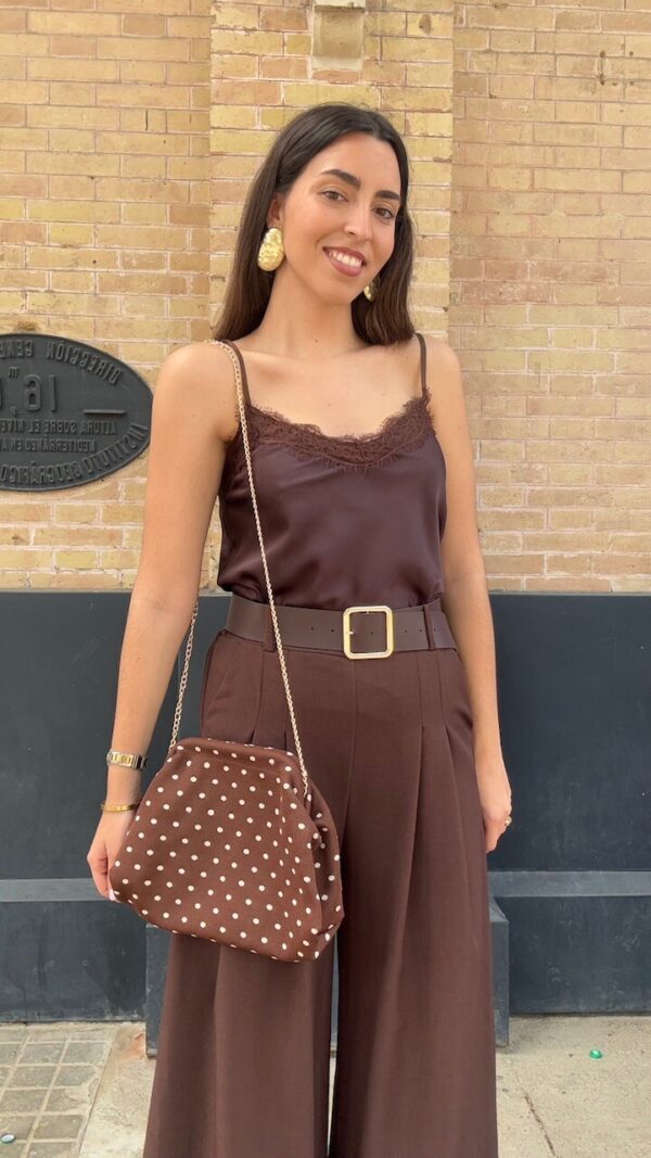 Bolso clutch Lunares Marrón