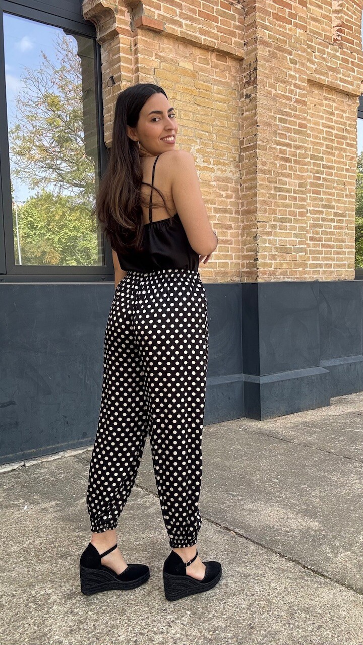 Pantalón Bombacho Satén Lunares Negro - Imagen 13
