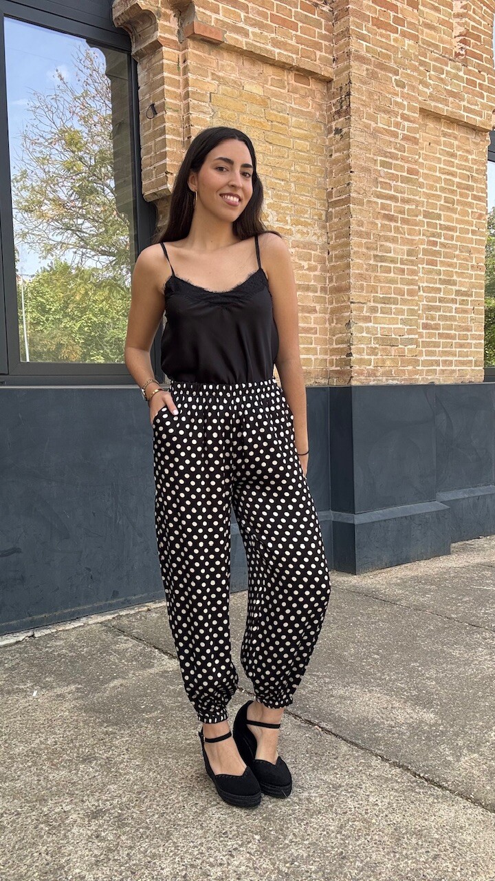 Pantalón Bombacho Satén Lunares Negro - Imagen 21