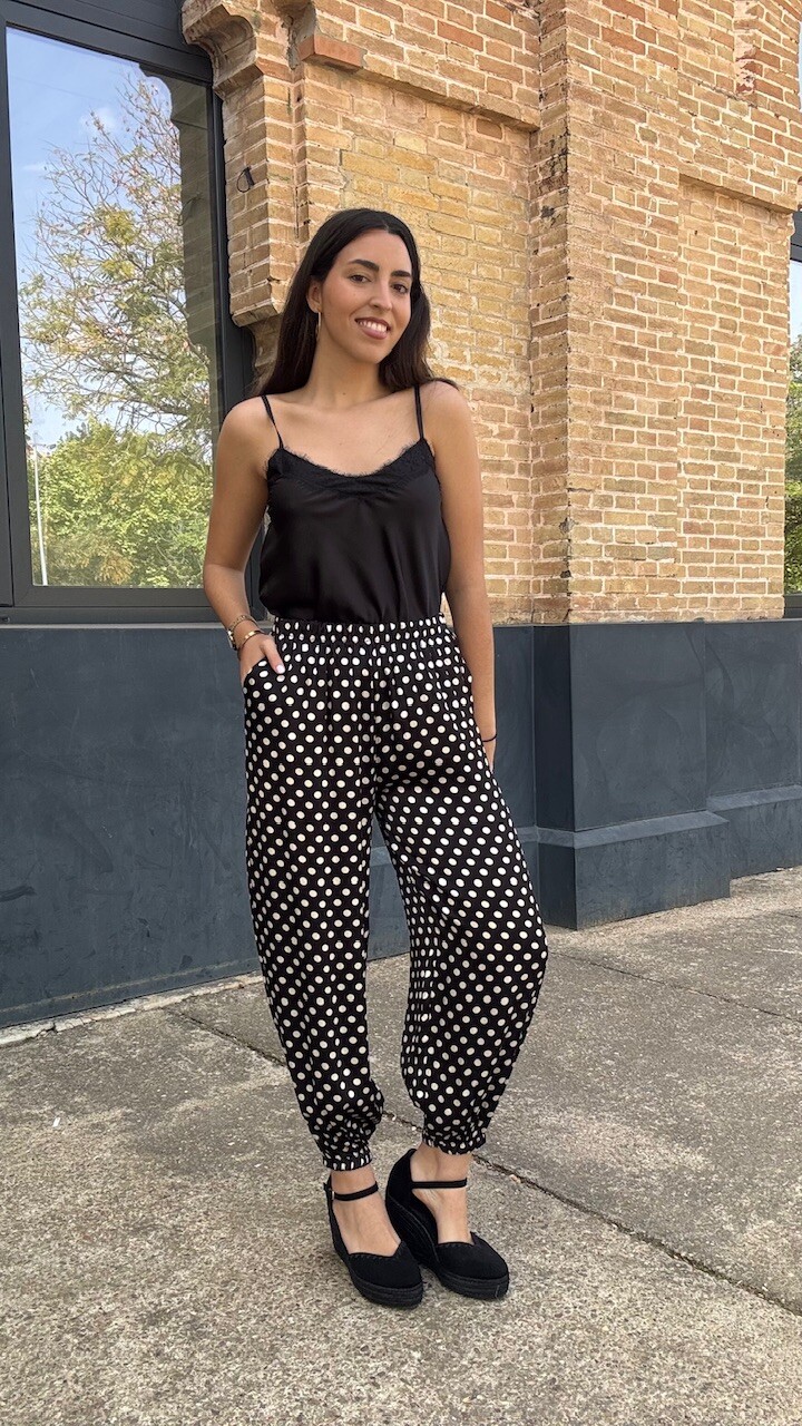 Pantalón Bombacho Satén Lunares Negro - Imagen 22