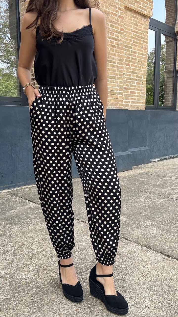 Pantalón Bombacho Satén Lunares Negro - Imagen 16