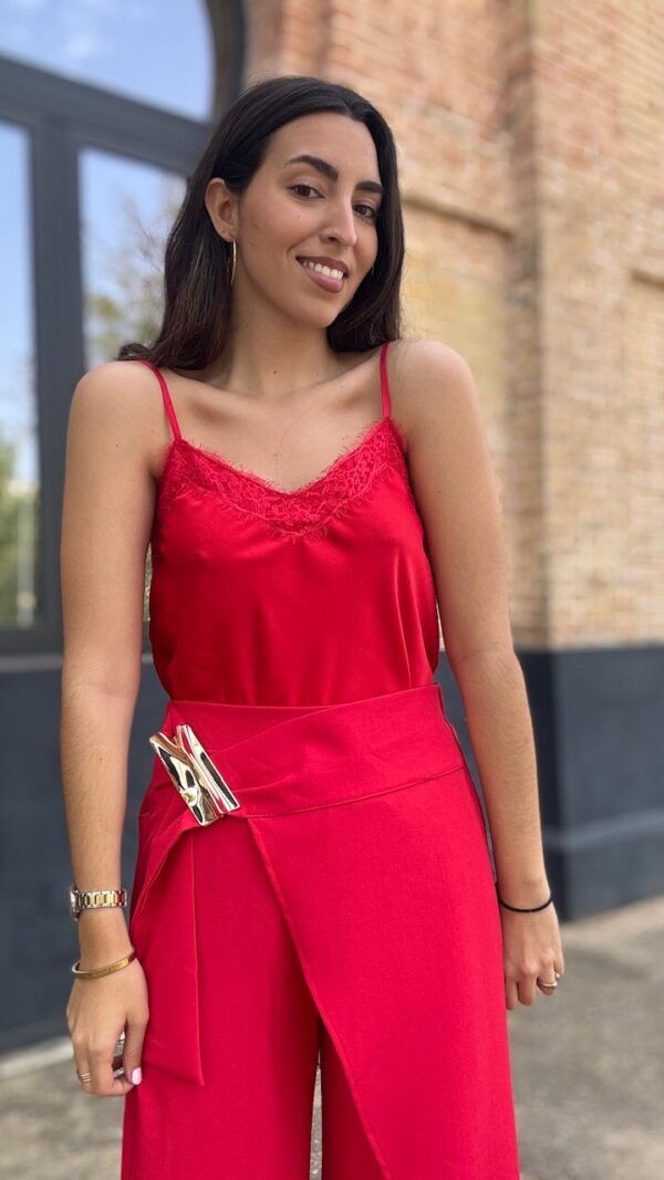 Top Lencero Encaje Rojo