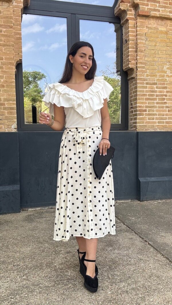 Falda Botones Lunares Beige