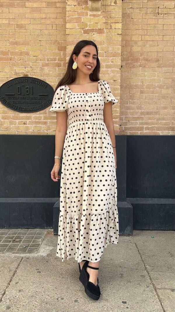 Vestido Lunares Beige