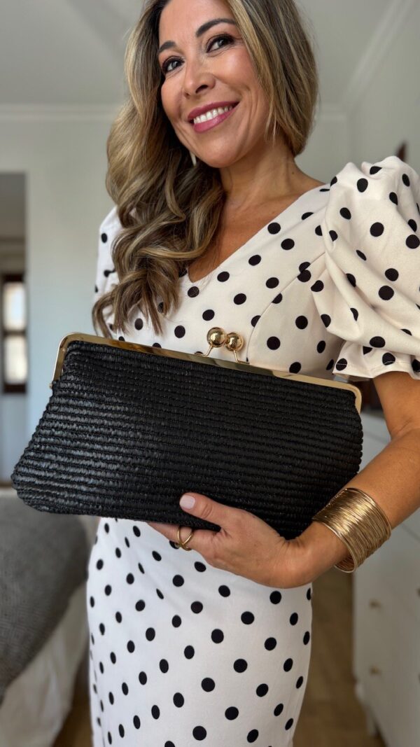 Clutch Cartera Rafia Negro