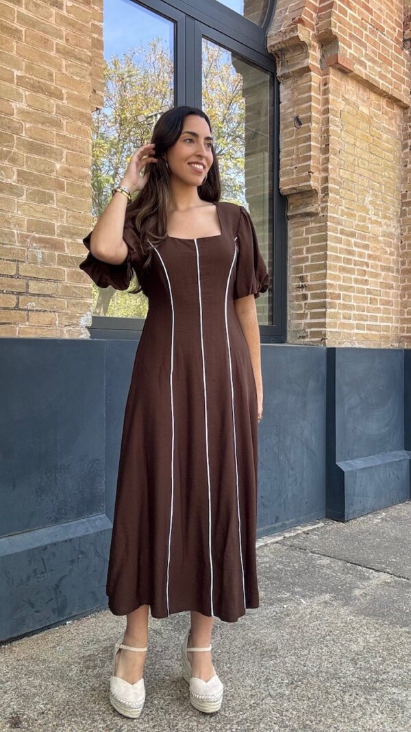 Vestido Leticia Ribete Marrón