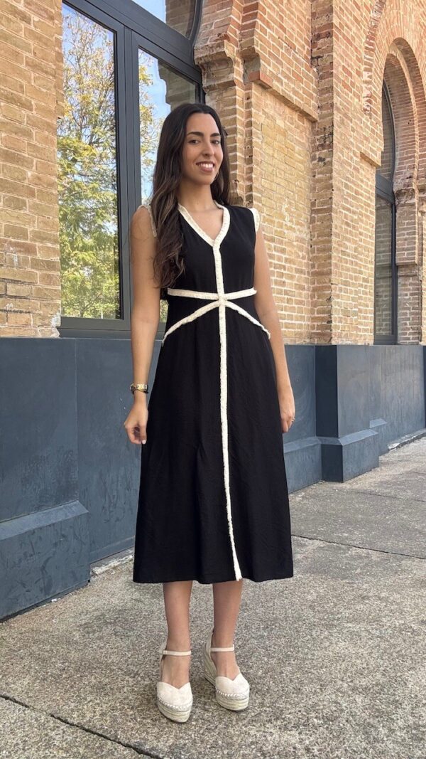 Vestido Bianca Flecos Negro