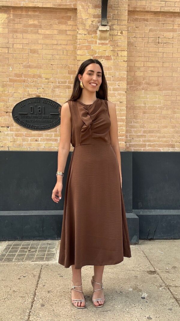 Vestido Gasa Francesca Marrón