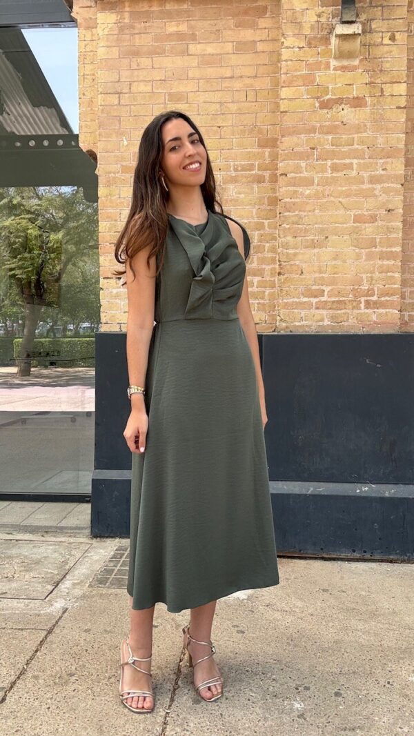 Vestido Gasa Francesca Verde Caza