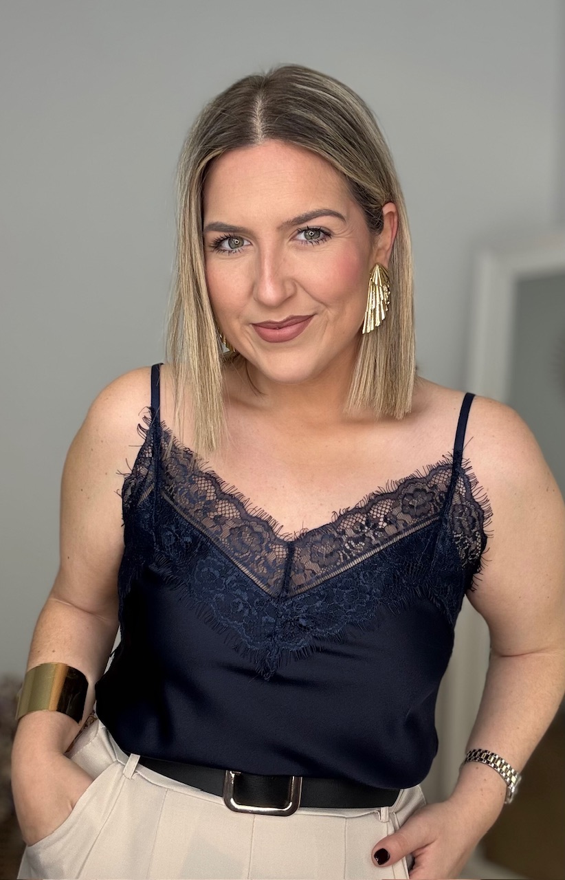 Top Lencero doble encaje Azul Marino - Imagen 2