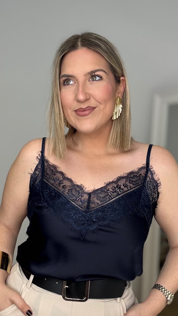 Top Lencero doble encaje Azul Marino - Imagen 4