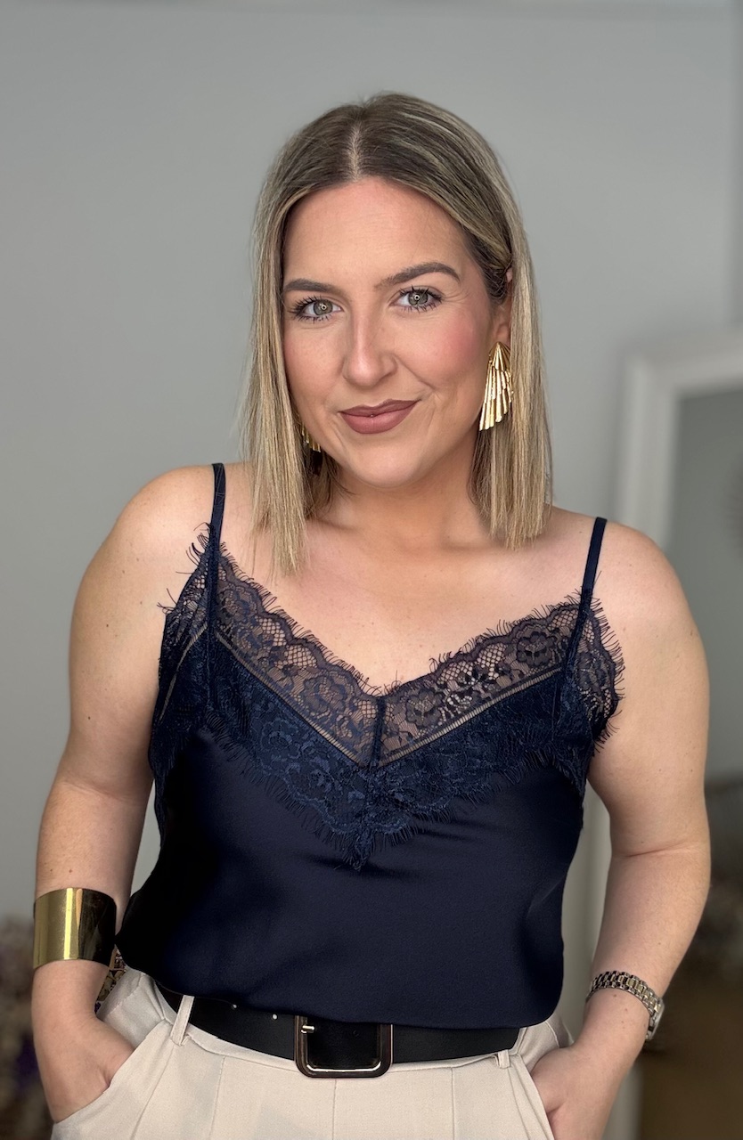 Top Lencero doble encaje Azul Marino - Imagen 3