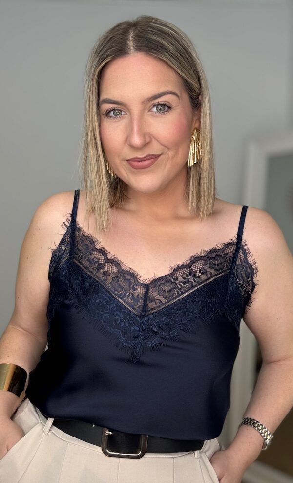 Top Lencero doble encaje Azul Marino