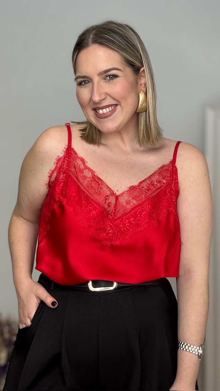 Top lencero doble encaje Rojo Curvy