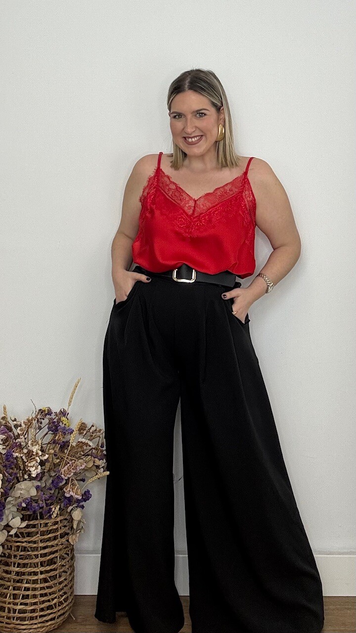 Top lencero doble encaje Rojo Curvy - Imagen 6