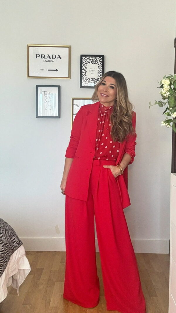 Traje de chaqueta crepé Rojo