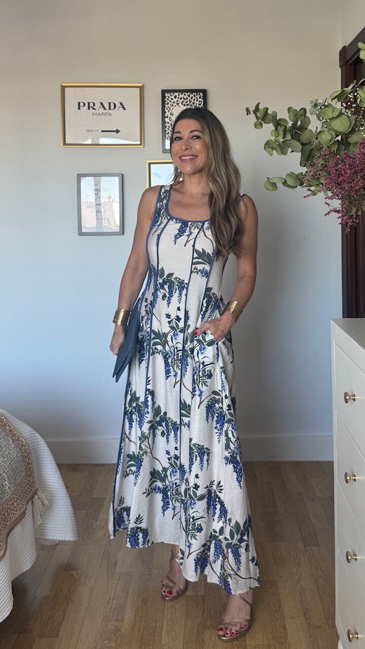 Vestido Estampado Aroa Azul - Imagen 3