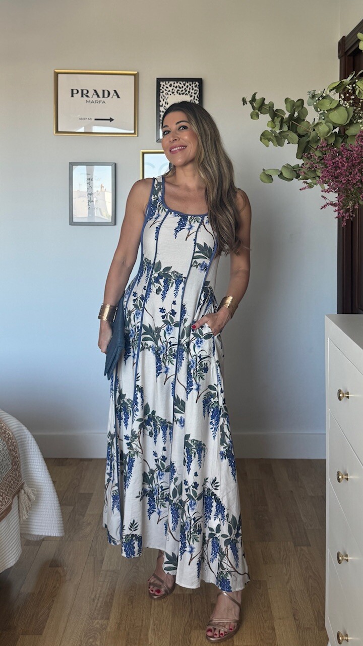 Vestido Estampado Aroa Azul - Imagen 2