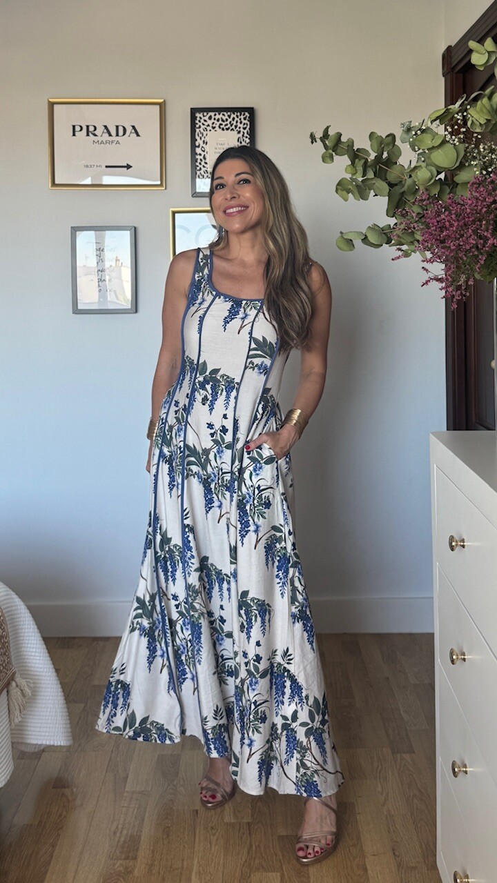 Vestido Estampado Aroa Azul - Imagen 5