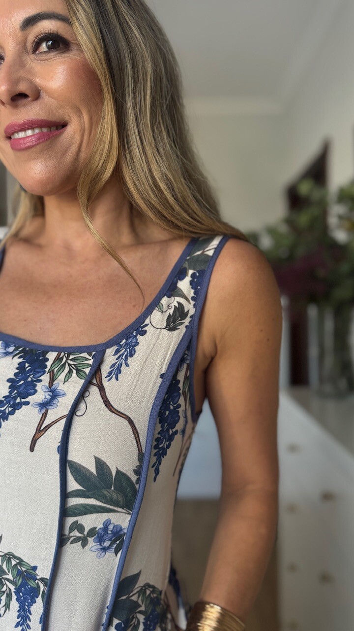 Vestido Estampado Aroa Azul - Imagen 6