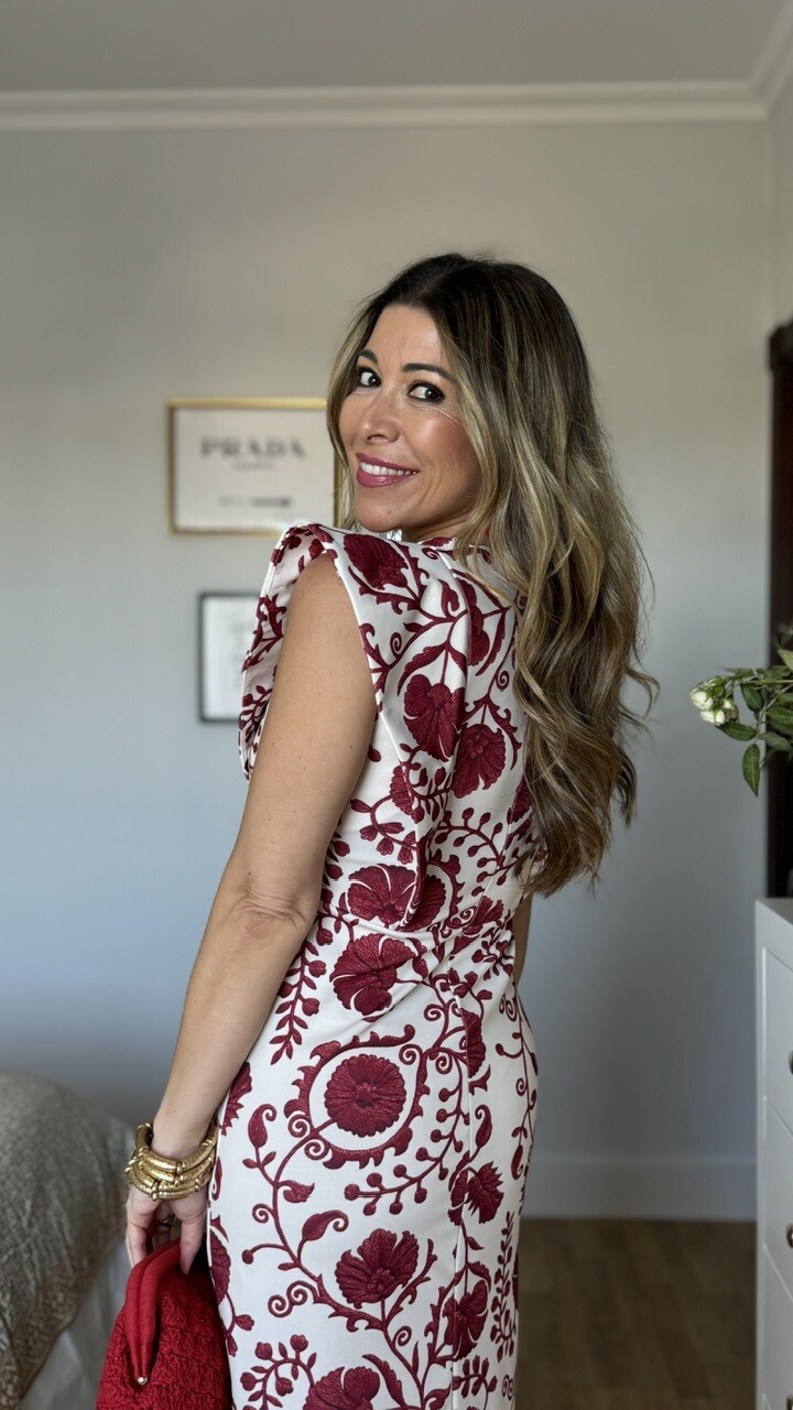 Vestido Flor Rojo Vino - Imagen 7