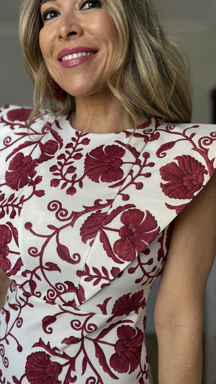 Vestido Flor Rojo Vino - Imagen 9