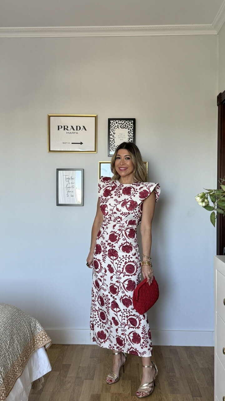 Vestido Flor Rojo Vino - Imagen 12
