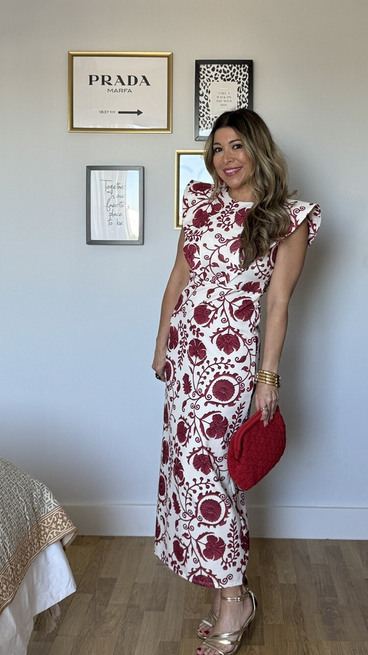 Vestido Flor Rojo Vino - Imagen 13