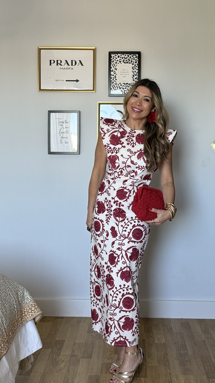 Vestido Flor Rojo Vino - Imagen 15