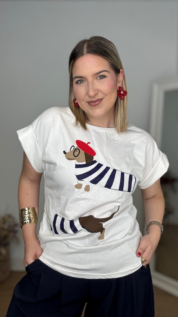 Camiseta Perro Salchicha Blanca