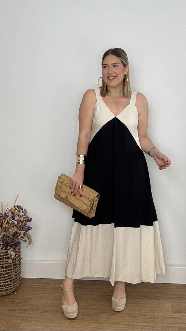 Vestido Nora Beige Negro
