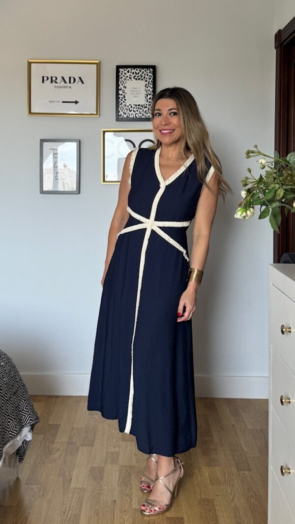 Vestido Bianca Flecos Azul Marino