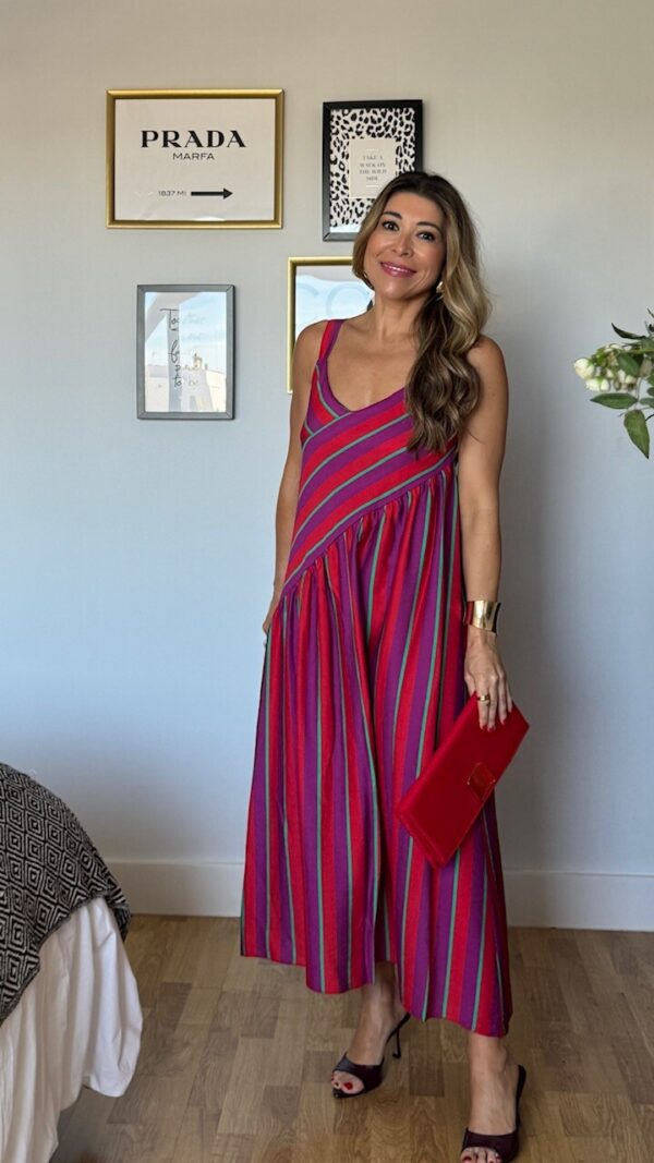 Vestido Sicilia Rayas Rojo