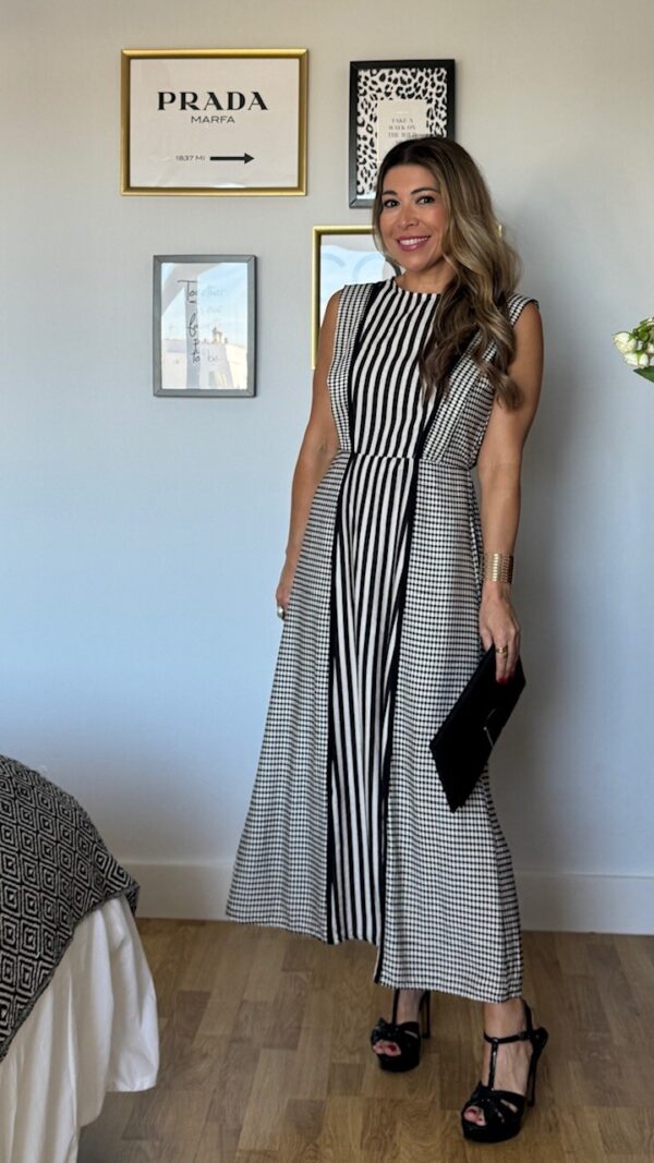 Vestido Positano Estampado Blanco Negro