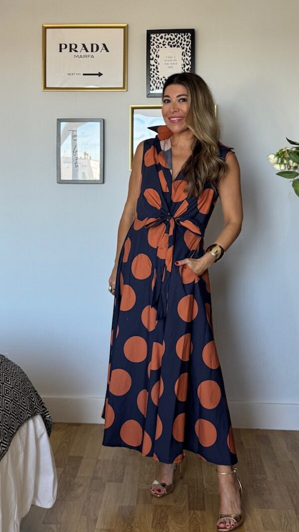 Vestido Lunares Teja Azul Marino