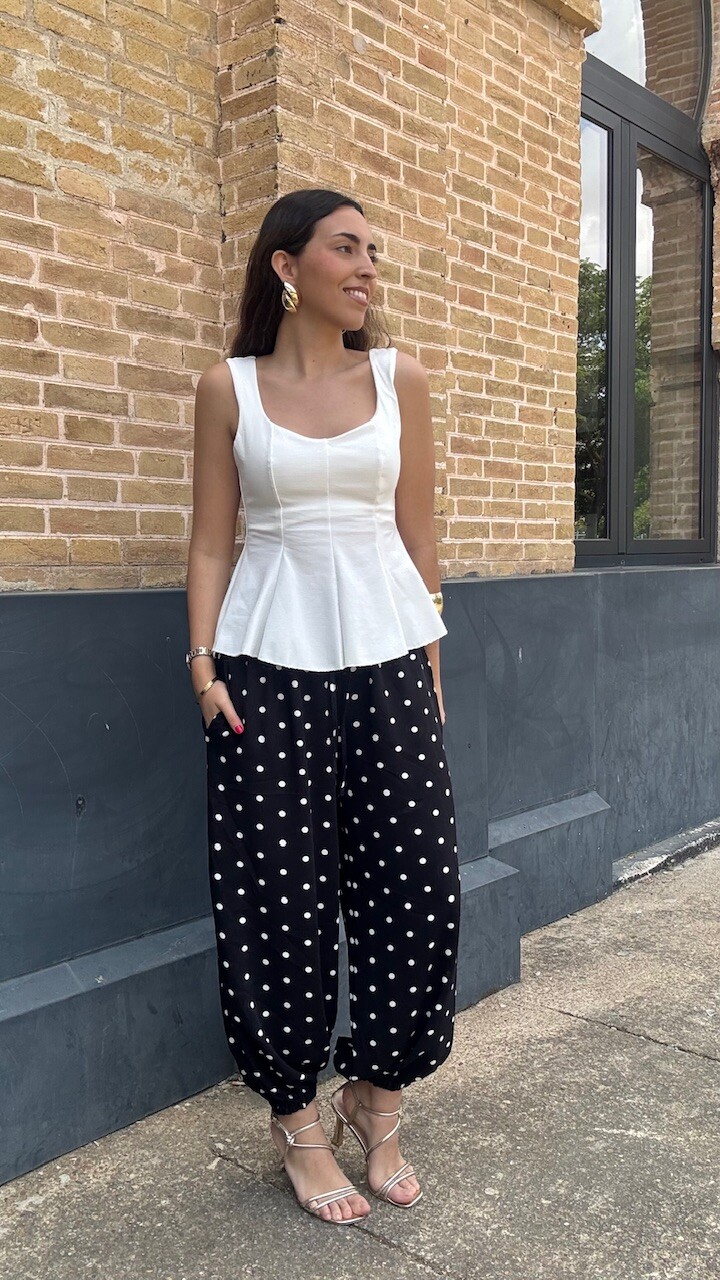 Pantalón Bombacho Lunares Negro - Imagen 2