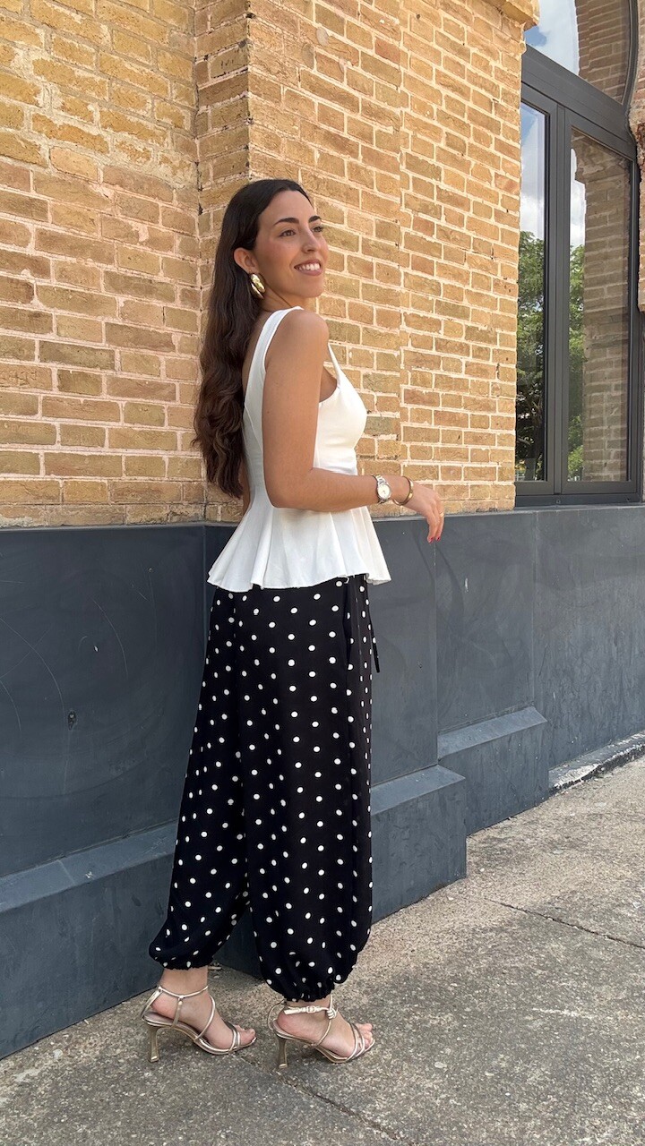 Pantalón Bombacho Lunares Negro - Imagen 3