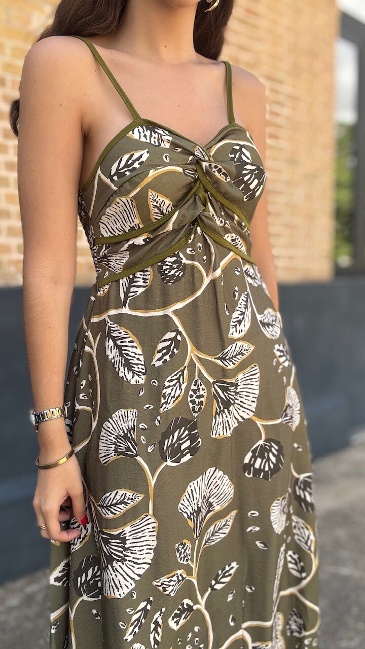 Vestido Adela Estampado Verde Caza - Imagen 2