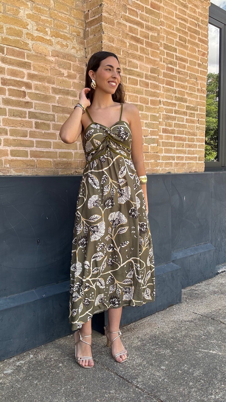 Vestido Adela Estampado Verde Caza - Imagen 6